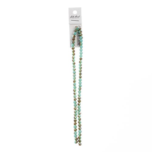 Crystal Lane Rondelle 2 Strand 7in (Apx78pcs) 4x6mm Opaque Turquoise/Half Champagne Luster