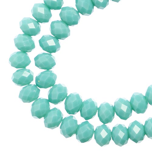 Crystal Lane Rondelle 2 Strand 7in (Apx78pcs) 4x6mm Opaque Turquoise Blue