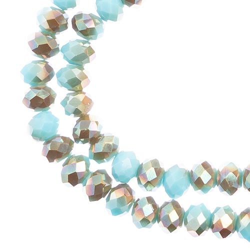 Crystal Lane Rondelle 2 Strand 7in (Apx78pcs) 4x6mm Opaque Blue/Half Champagne Luster
