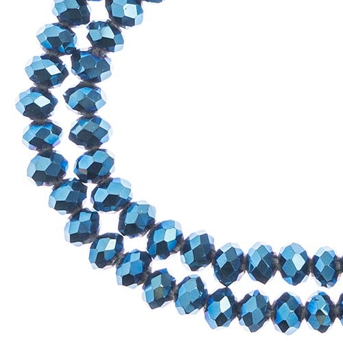 Crystal Lane Rondelle 2 Strand 7in (Apx78pcs) 4x6mm Opaque Blue Iris