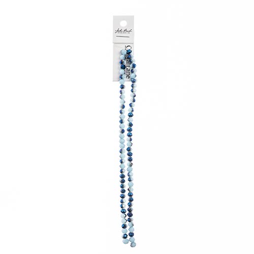 Crystal Lane Rondelle 2 Strand 7in (Apx78pcs) 4x6mm Opaque Light Blue/Half Blue Iris