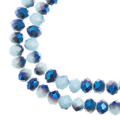 Crystal Lane Rondelle 2 Strand 7in (Apx78pcs) 4x6mm Opaque Light Blue/Half Blue Iris