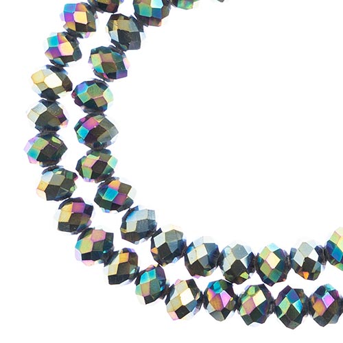 Crystal Lane Rondelle 2 Strand 7in (Apx78pcs) 4x6mm Opaque Multi Iris