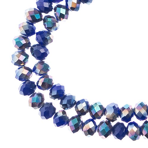 Crystal Lane Rondelle 2 Strand 7in (Apx78pcs) 4x6mm Opaque Dark Sapphire/Half Iris