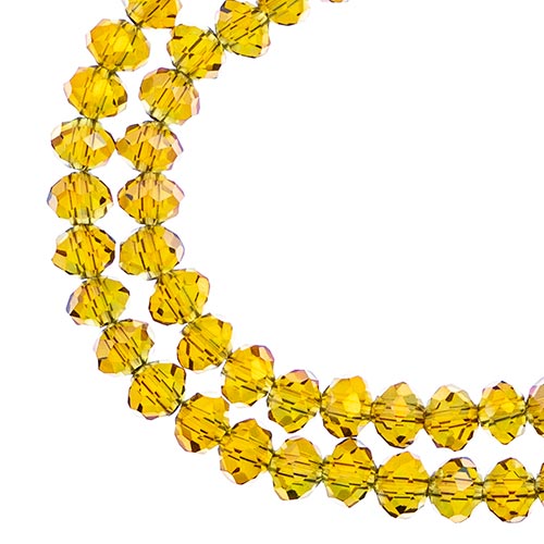 Crystal Lane Rondelle 2 Strand 7in (Apx78pcs) 4x6mm Transparent Light Amber/Purple Luster