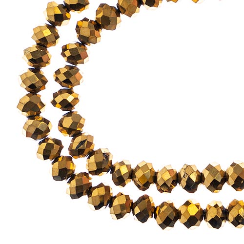 Crystal Lane Rondelle 2 Strand 7in (Apx78pcs) 4x6mm Opaque Gold Iris