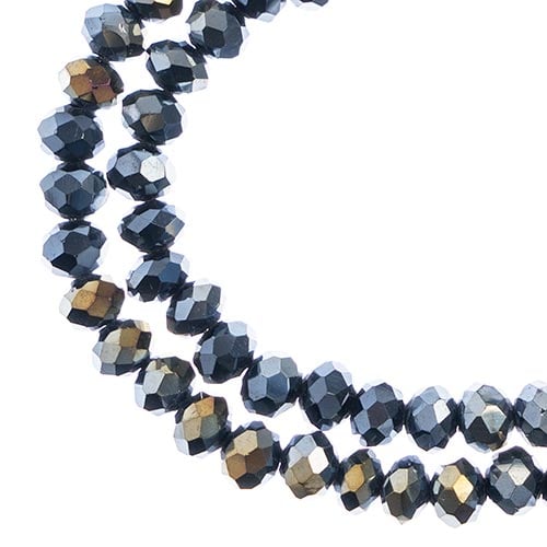 Crystal Lane Rondelle 2 Strand 7in (Apx78pcs) 4x6mm Opaque Gunmetal Luster