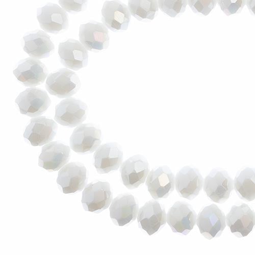 Crystal Lane Rondelle 2 Strand 7in (Apx58pcs) 6x8mm Opaque White AB
