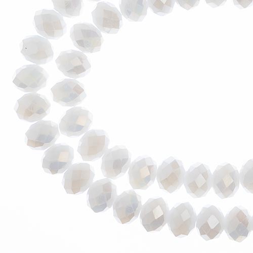 Crystal Lane Rondelle 2 Strand 7in (Apx58pcs) 6x8mm Opaque White Matt AB