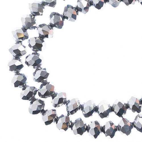 Crystal Lane Rondelle 2 Strand 7in (Apx58pcs) 6x8mm Opaque Silver Iris