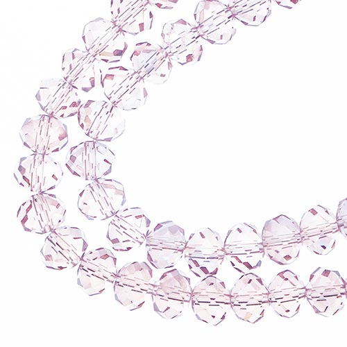 Crystal Lane Rondelle 2 Strand 7in (Apx58pcs) 6x8mm Transparent Pink AB