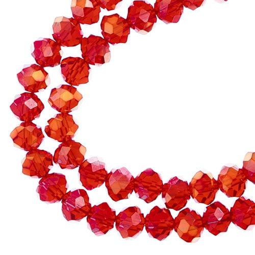 Crystal Lane Rondelle 2 Strand 7in (Apx58pcs) 6x8mm Transparent Red AB