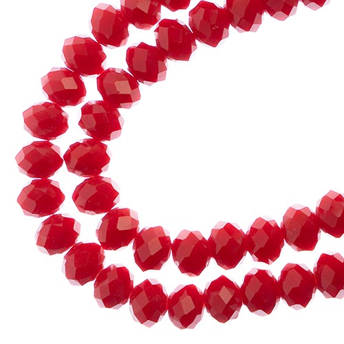 Crystal Lane Rondelle 2 Strand 7in (Apx58pcs) 6x8mm Opaque Red