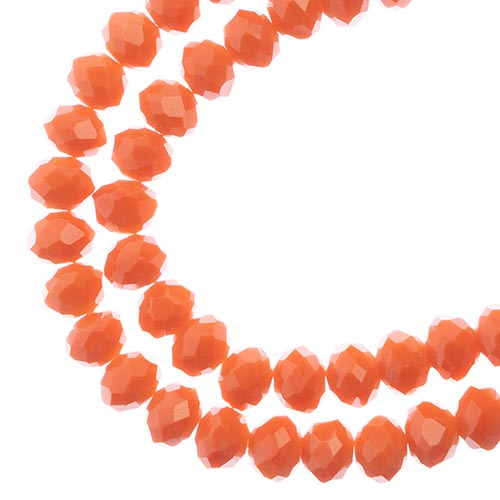 Crystal Lane Rondelle 2 Strand 7in (Apx58pcs) 6x8mm Opaque Orange