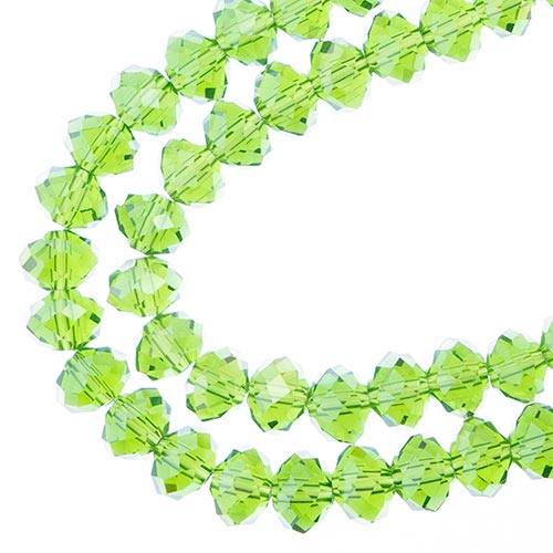 Crystal Lane Rondelle 2 Strand 7in (Apx58pcs) 6x8mm Transparent Green AB
