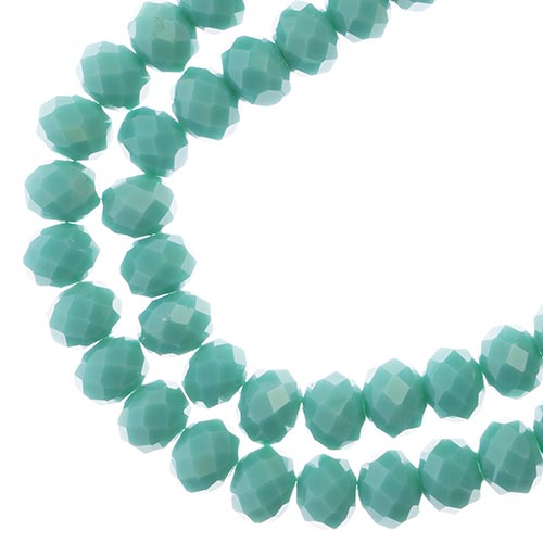Crystal Lane Rondelle 2 Strand 7in (Apx58pcs) 6x8mm Opaque Green Turquoise