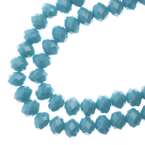 Crystal Lane Rondelle 2 Strand 7in (Apx58pcs) 6x8mm Opaque Turquoise Blue