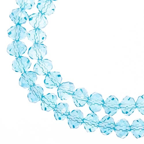 Crystal Lane Rondelle 2 Strand 7in (Apx58pcs) 6x8mm Transparent Blue AB