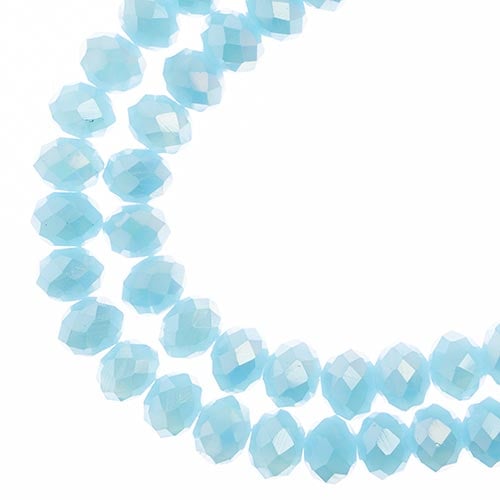 Crystal Lane Rondelle 2 Strand 7in (Apx58pcs) 6x8mm Opaque Blue AB