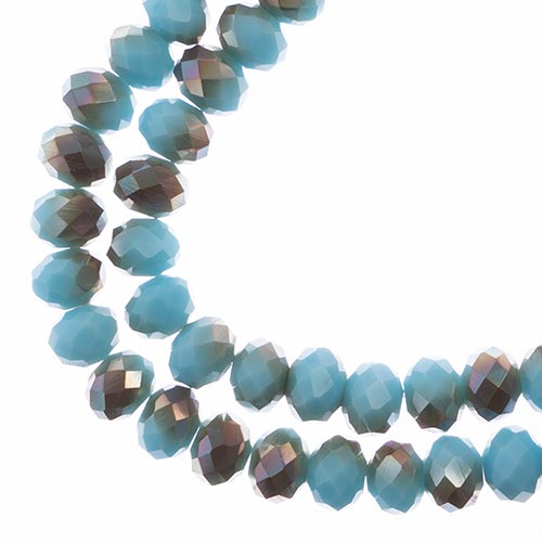 Crystal Lane Rondelle 2 Strand 7in (Apx58pcs) 6x8mm Opaque Blue/Half Champagne Luster