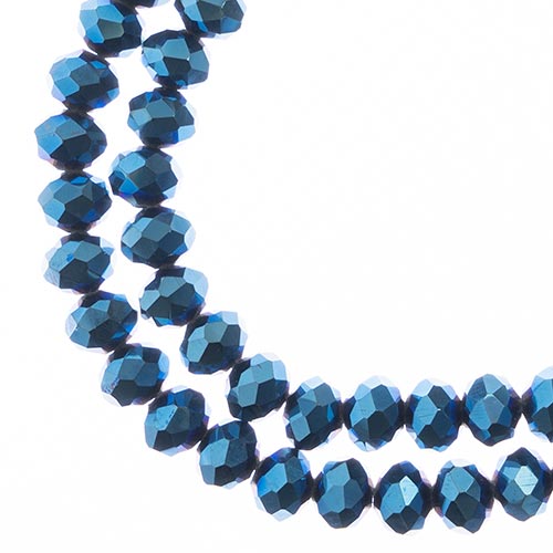 Crystal Lane Rondelle 2 Strand 7in (Apx58pcs) 6x8mm Opaque Blue Iris