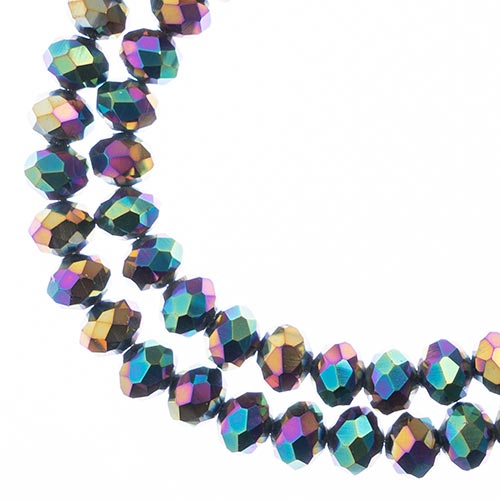 Crystal Lane Rondelle 2 Strand 7in (Apx58pcs) 6x8mm Opaque Multi Iris