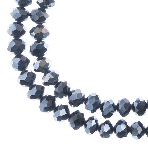 Crystal Lane Rondelle 2 Strand 7in (Apx58pcs) 6x8mm Opaque Gunmetal Luster