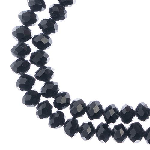 Crystal Lane Rondelle 2 Strand 7in (Apx58pcs) 6x8mm Opaque Black