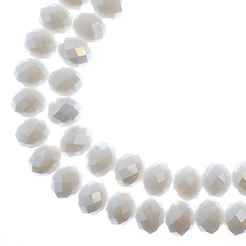 Crystal Lane Rondelle 2 Strand 7in (Apx46pcs) 8x10mm Opaque White AB