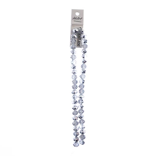 Crystal Lane Rondelle 2 Strand 7in (Apx46pcs) 8x10mm Transparent Half Silver Iris