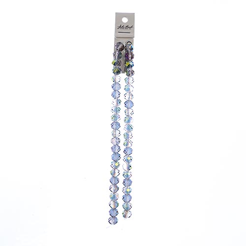 Crystal Lane Rondelle 2 Strand 7in (Apx46pcs) 8x10mm Transparent Rose Green Luster