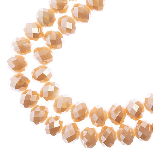 Crystal Lane Rondelle 2 Strand 7in (Apx46pcs) 8x10mm Opaque Light Champagne Luster
