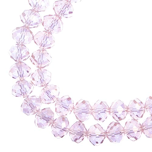 Crystal Lane Rondelle 2 Strand 7in (Apx46pcs) 8x10mm Transparent Pink AB