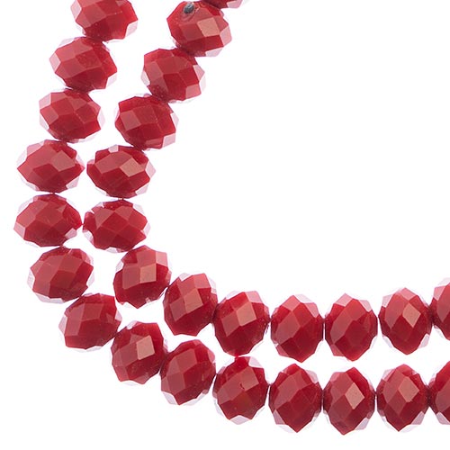 Crystal Lane Rondelle 2 Strand 7in (Apx46pcs) 8x10mm Opaque Red