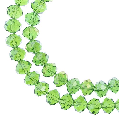 Crystal Lane Rondelle 2 Strand 7in (Apx46pcs) 8x10mm Transparent Green AB