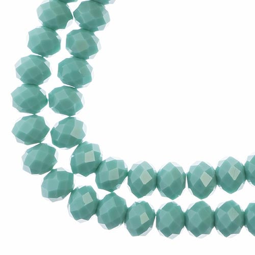 Crystal Lane Rondelle 2 Strand 7in (Apx46pcs) 8x10mm Opaque Green Turquoise