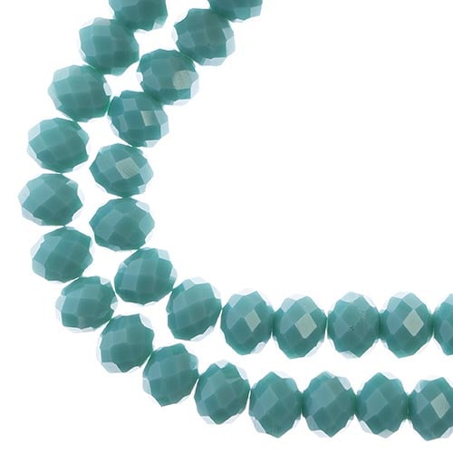 Crystal Lane Rondelle 2 Strand 7in (Apx46pcs) 8x10mm Opaque Turquoise Blue