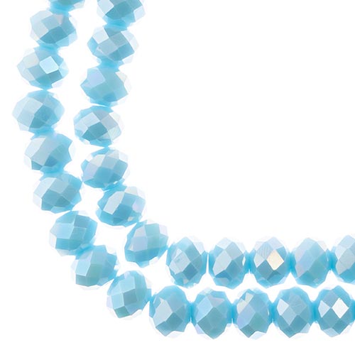 Crystal Lane Rondelle 2 Strand 7in (Apx46pcs) 8x10mm Opaque Blue AB