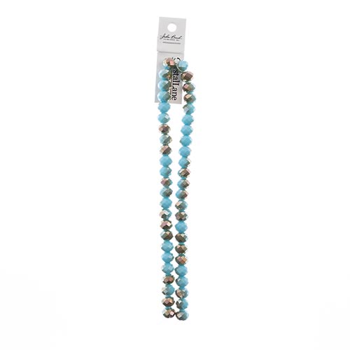 Crystal Lane Rondelle 2 Strand 7in (Apx46pcs) 8x10mm Opaque Blue/Half Champagne Luster