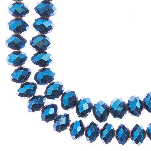 Crystal Lane Rondelle 2 Strand 7in (Apx46pcs) 8x10mm Opaque Blue Iris