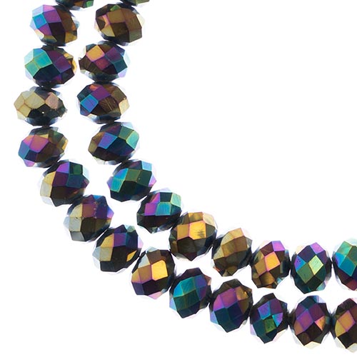 Crystal Lane Rondelle 2 Strand 7in (Apx46pcs) 8x10mm Opaque Multi Iris