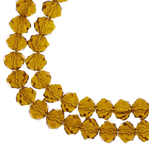Crystal Lane Rondelle 2 Strand 7in (Apx46pcs) 8x10mm Transparent Amber