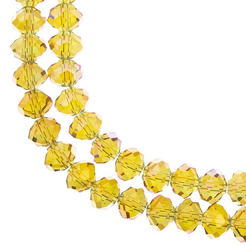 Crystal Lane Rondelle 2 Strand 7in (Apx46pcs) 8x10mm Transparent Light Amber/Purple Luster