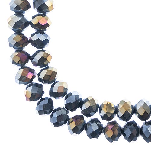 Crystal Lane Rondelle 2 Strand 7in (Apx46pcs) 8x10mm Opaque Gunmetal Luster
