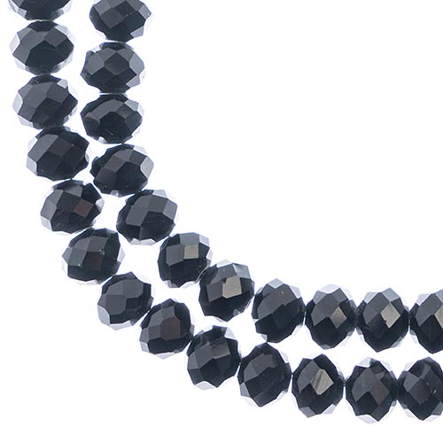 Crystal Lane Rondelle 2 Strand 7in (Apx46pcs) 8x10mm Opaque Black
