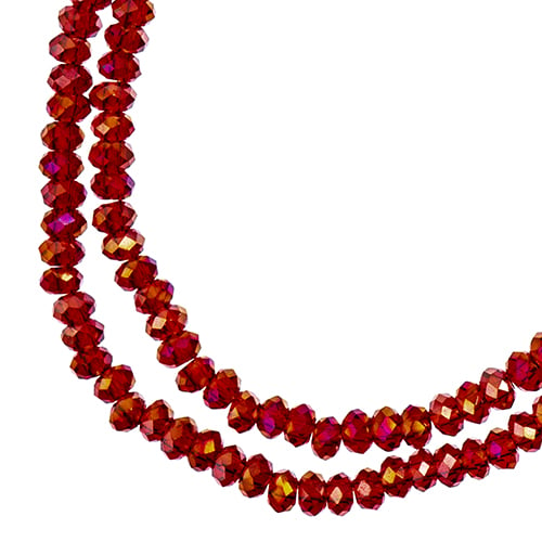 Crystal Lane Rondelle 2 Strand 7in (Apx246pcs) 1.5x2.5mm Transparent Red AB