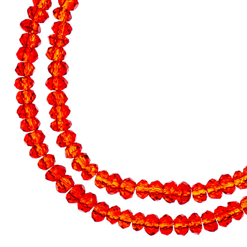 Crystal Lane Rondelle 2 Strand 7in (Apx246pcs) 1.5x2.5mm Transparent Red