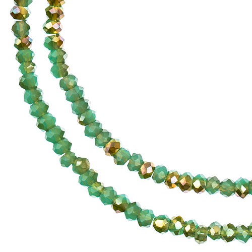 Crystal Lane Rondelle 2 Strand 7in (Apx246pcs) 1.5x2.5mm Turquoise Blue/Half Champagne Luster
