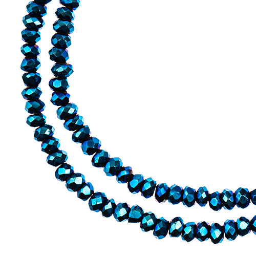 Crystal Lane Rondelle 2 Strand 7in (Apx246pcs) 1.5x2.5mm Opaque Blue Iris
