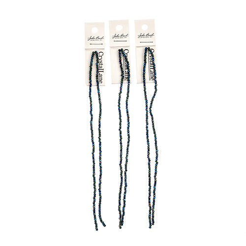 Crystal Lane Rondelle 2 Strand 7in (Apx246pcs) 1.5x2.5mm Opaque Dark Green/Half Blue Iris